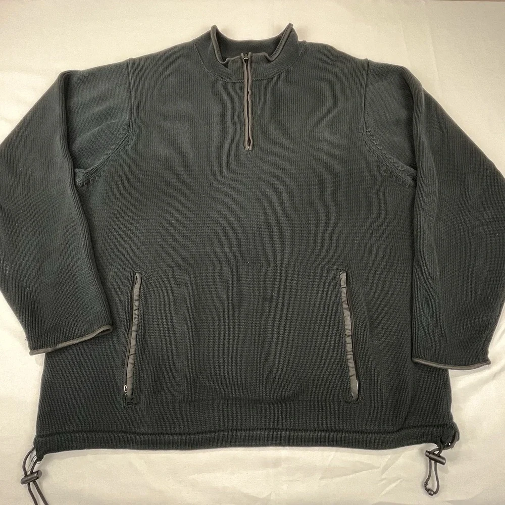 Eddie Bauer Sweater Mens XL Black‎ 1/4 Zip Long Sleeve Made in Australia